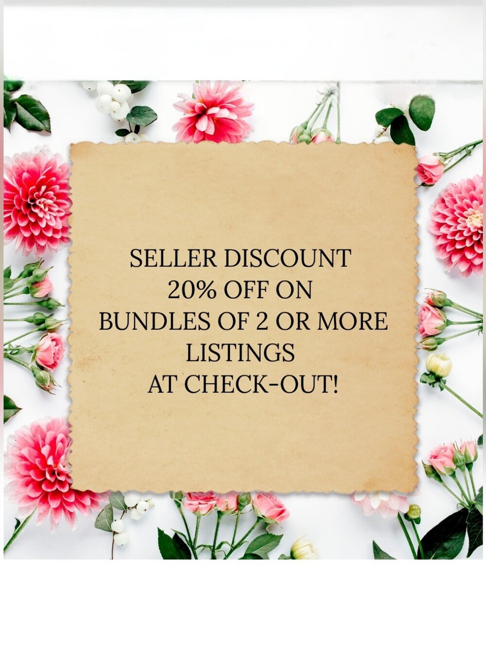 🔥🔥SELLER DISCOUNT 20% OFF ON BUNDLES OF 2 OR MORE LISTINGS!!🔥🔥